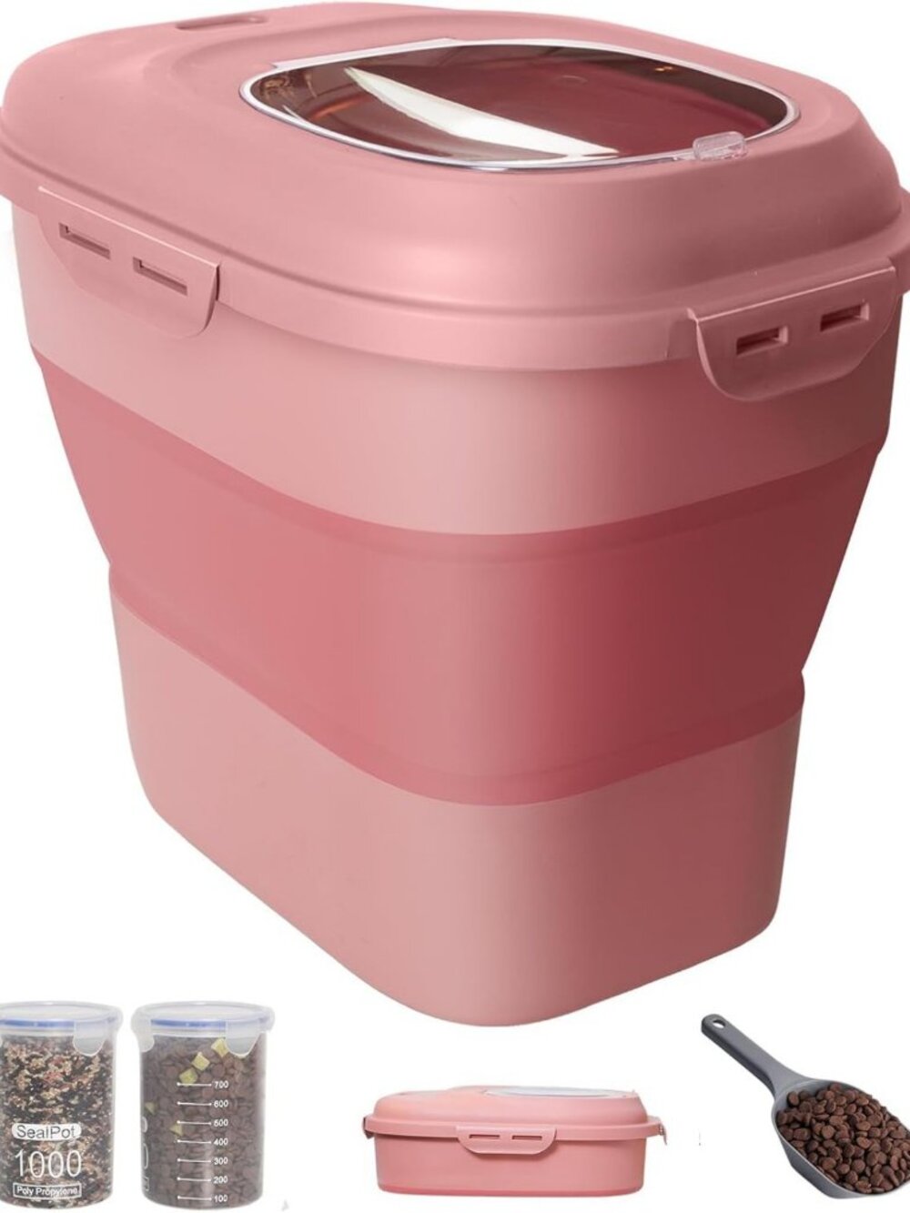 Airtight Collapsible Dog Food Storage Container, 30-35Lbs Capacity, Pet Supplies